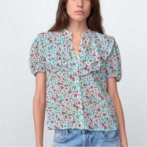 NEW Zara floral button up top